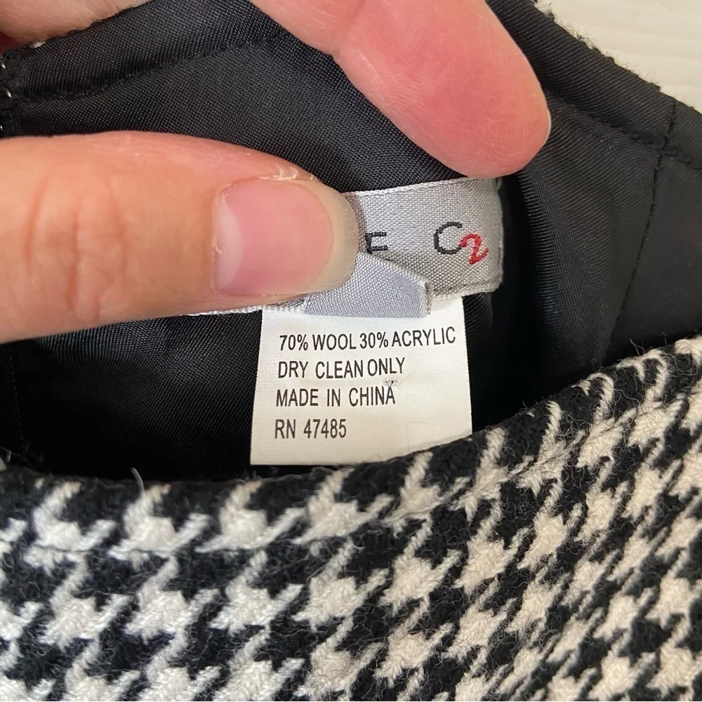 NWT Houndstooth Wool Blend Black and White Skirt Size 12 - Picture 7 of 10